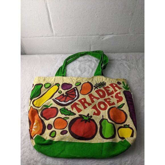 Trader Joe's Colorful Fruit Vegetable Reusable‎ Canvas Cloth Tote - Picture 1 of 7